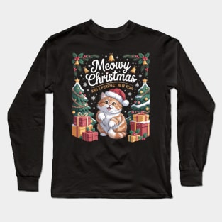 BRITISH LONGHAIR Cat Meowy Christmas & A Purrfect New Year Long Sleeve T-Shirt